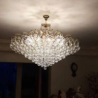 لوستر فلزی روکش طلا و آویز های کریستال|لوستر و چراغ آویز|تهران, نارمک|دیوار
