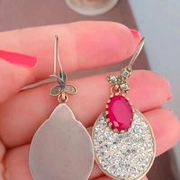 گوشواره نقره خارجی ،فوق العاده زیبا با نگین یاقوت،|جواهرات|همدان, |دیوار