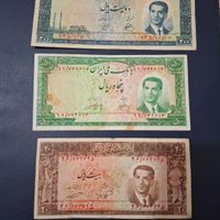 سه برگ اسکناس ست پهلوی|کلکسیون سکه، تمبر، اسکناس|اصفهان, بوستان کوهستانی صفه|دیوار