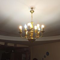 لوستر برنجی ۵ شاخه ۱۰ شعله آبکاری طلا|لوستر و چراغ آویز|تهران, حافظیه|دیوار