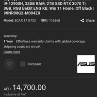 ASUS g733 مدل اتریش فاکتور عکس دووم|رایانه همراه|تهران, درکه|دیوار