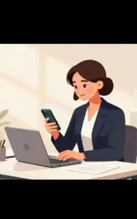 کارمند پاره وقت تایپ با گوشی