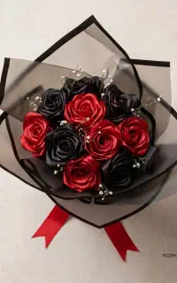 دسته گل روبانی جذاب مناسب کادو و هدیه رنگبندی جذاب