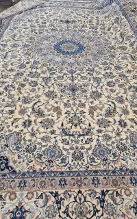 قالی24متری نائین(4×6)کرم گل ابریشم