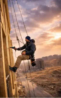 شرکت کار در ارتفاع (راپل) پیچ و روپلاک نما با طناب