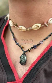 مکرومه بافی گردن آویز سنگ طبیعی