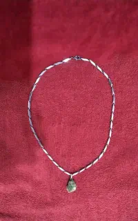 زنجیر کبریتی نقره ای استیل وسنگ فیروزه طبیعی