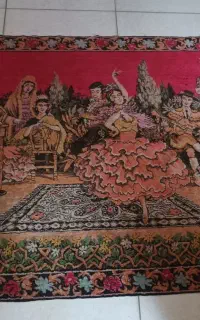 فرش  و رومیزی .پرده شامی قدمت ۴۰ ساله .جنس ابریشم