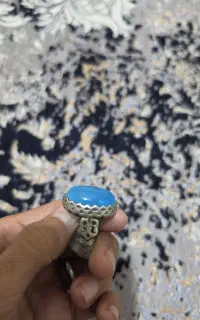 انگشتر عقیق آبی نقره ۹۲۵