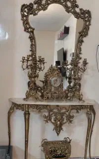 آیینه و شمعدان برنز