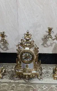 شمعدان و ساعت برنزی بسیار سنگین و زیبا