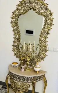 آیینه و شمعدان برنز