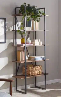 قفسه چوب و فلز کتابخانه دکوری