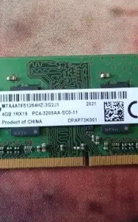 رم لپ تاپ ۴گیگ ddr4 فرکانس ۳۲۰۰ میکرون
