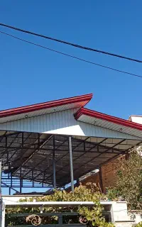 اجرای شیروانی آردواز سایبان حیاط جوشکاری