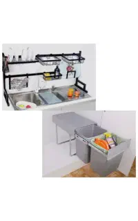 سطل زباله ریلی کابینتی و آبچکان پشت پنجره (تولیدی)