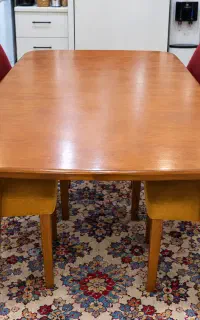 میز ناهارخوری 4 نفره چوب راش سالم رنگ عسلی