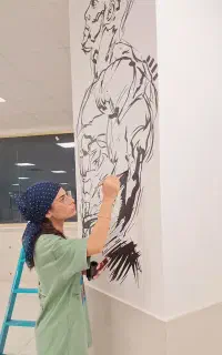 دیوار نگاری، سیاه قلم ، تکست نویسی، نقاشی دیواری