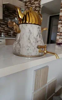 کتری سماوری استیل اصل طرح سنگی ۶ لیتری