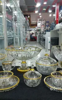 بورس وپخش عمده سرویس بلور لب طلا شامپاین ساده