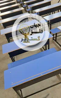 نیمکت مدارس/نیمکت مدرسه/نیمکت چوبی ۸ پایه(آبی)
