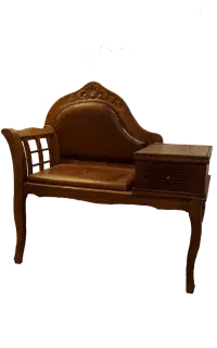 میز تلفن چوب و چرم