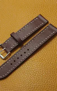 بند ساعت ۲لایه چرم طبیعی گاوی دستدوز با سگک استیل