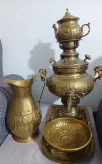 سماور برنجی قدیمی  ست کامل