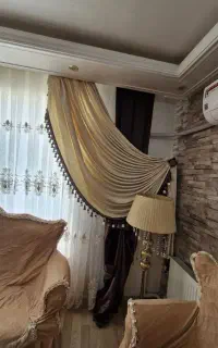 شال پرده ۳عدد قهوه ای و ۳عدد کرمی