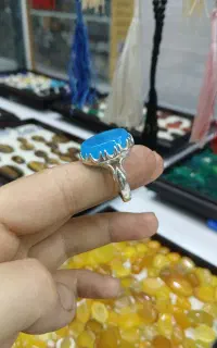 انگشتر نقره عقیق آبی