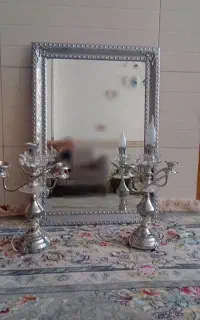 آینه و دو عدد شمدان سالم و نو