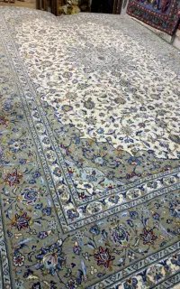فرش ۹ متری کاشان کرک گل ابریشم در حراج