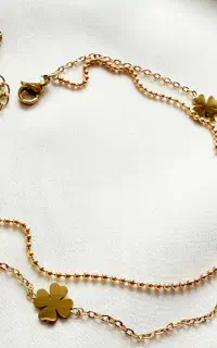 پابند استیل دو ردیفه شبدر طلایی