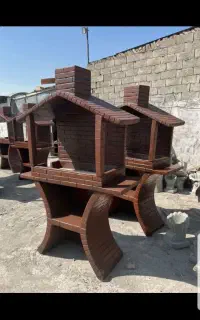کباب پز بتنی  طرح چوب