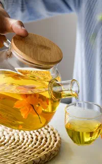 قوری پیرکس رنگ شامپاینی شعله مستقیم شیشه آنتی شوک