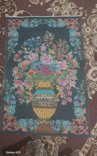 نخ و نقشه تابلو فرش گل و گلدان