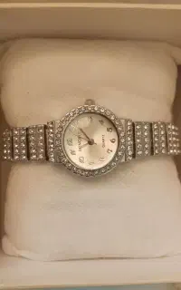 ساعت نقره ای فول نگین شیک و زیبا