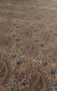 فرش دستباف پشم 13متری کرمان طرح هزارگل رنگ کرم