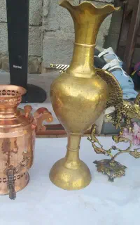 گلدان برنجی هندی سماورروگازی مسی مجسمه میوه خوری
