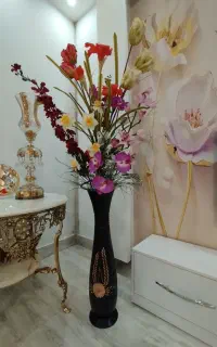 گل مصنوعی با گلدان چوب راش