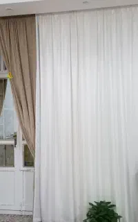 پرده تور سفید و دستک مخمل