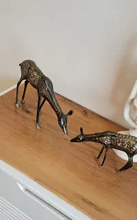 مجسمه دوعددی برنز سیاه قلم حکاکی شده وارداتی