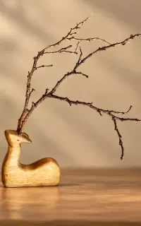 گوزن چوبی مجسمه فانتزی و رویال