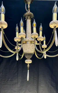 لوستر ترکیبی ۵ شاخه سنگ طبیعی نئوکلاسیک کد DYE34