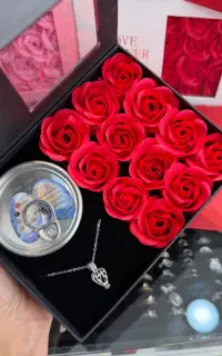 باکس گردنبند مروارید طبیعی+ گل رز -پاساژ ایرانیان