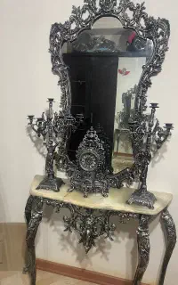 آینه کنسول شمعدان و ساعت