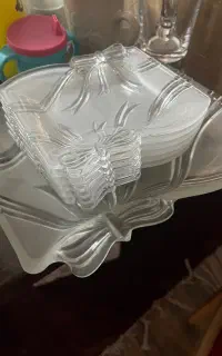 ست میوه خوری کریستال یخی سوگا ژاپن طرح پاپیون