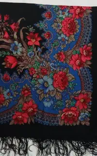 چارقد پشمی  .گلدار آبی