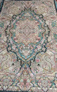 فرش۶متری۴۵رج سالاری، چله، حاشیه، کف، ابریشم