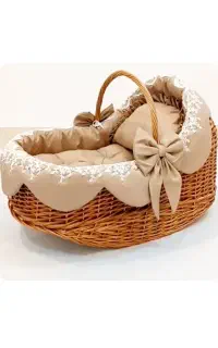 سبد حصیری برا حمل نوزاد با روکش مخمل
